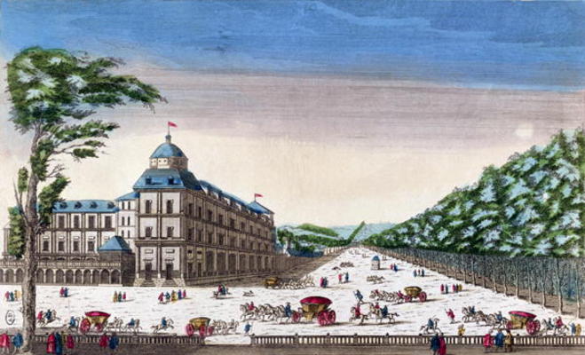 View of Schloss Esterhazy, Eisenstadt, Austria (coloured engraving) od French School, (18th century)