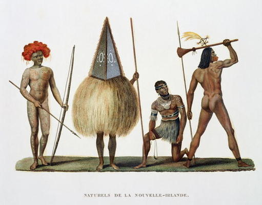 Natives of New Ireland, from 'Voyage autour du Monde, execute par Ordre du Roi sur La Corvette de Sa od French School, (19th century)