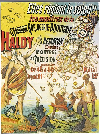Poster advertising 'Horlogerie-Bijouterie Haldy' od French School, (19th century)