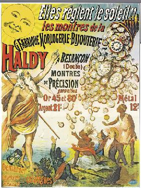 Poster advertising 'Horlogerie-Bijouterie Haldy'