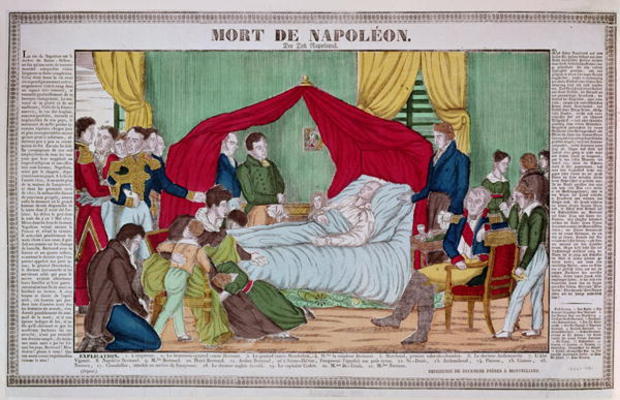 The Death of Napoleon Bonaparte (1769-1821) c.1840 (coloured engraving) od French School, (19th century)