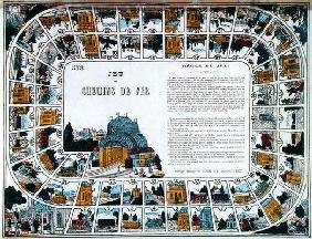 Snakes and ladders of Railways, 19th century (colour engraving)