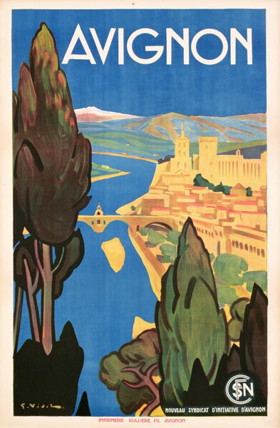 Poster promoting Avignon od French School, (20th century)