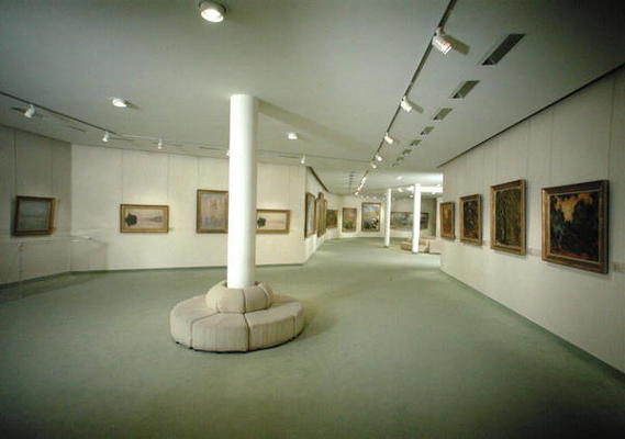 View of the basement exhibiting works by Claude Monet (1840-1926) (photo) od French School, (20th century)