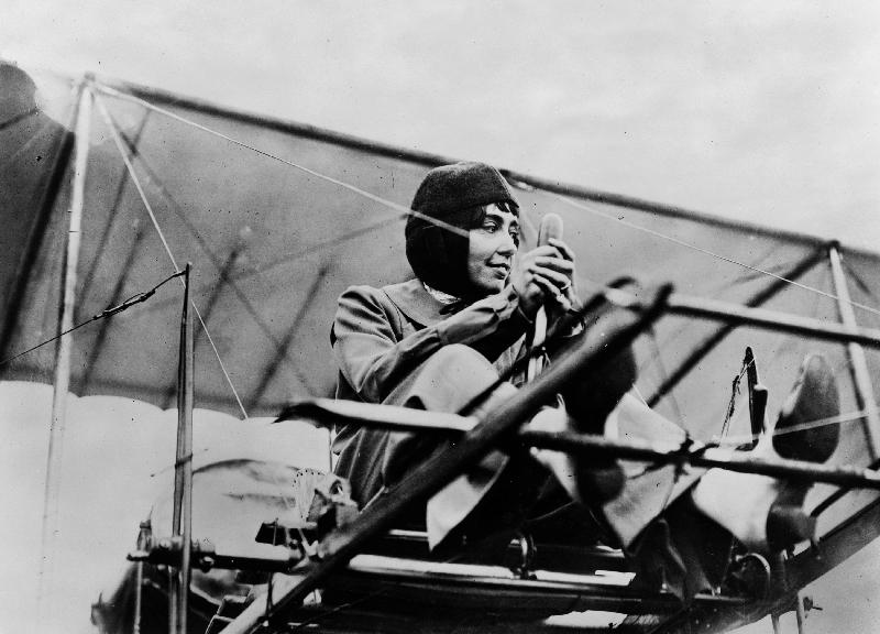 Helene Dutrieu in her plane od French Photographer, (20th century)