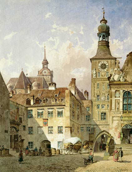 Munich, look from the valley on the old city hall. od Friedrich Eibner