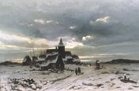 A Village in the Snow od Friedrich Nicolai Joseph Heydendahl