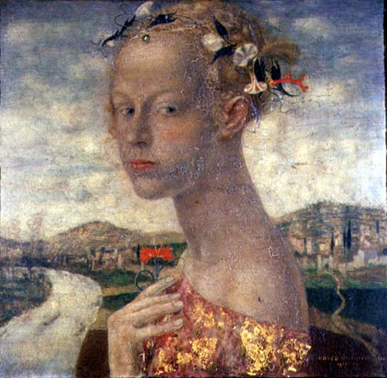 A Maiden with a Red Carnation, 1917 (oil)  od Friedrich Stahl