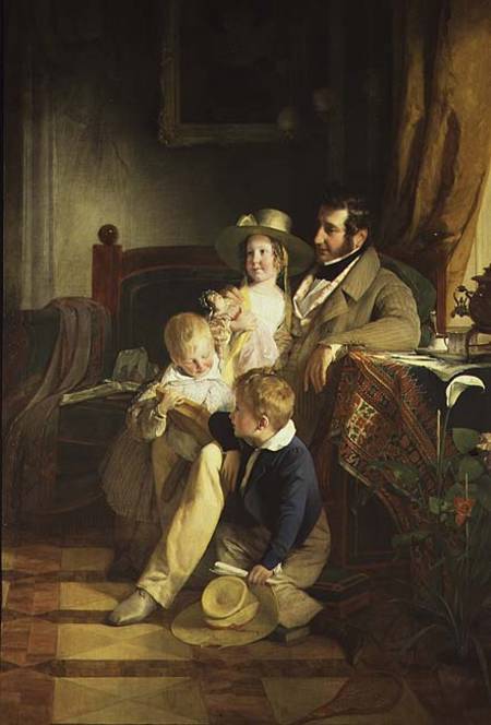 Rudolf von Athaber (1795-1867), industrialist and patron of the arts, with his children od Friedrich von Amerling