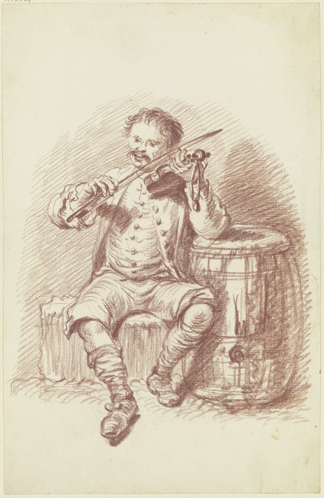 Violinenspieler bei einem Faß sitzend od Friedrich Wilhelm Hirt