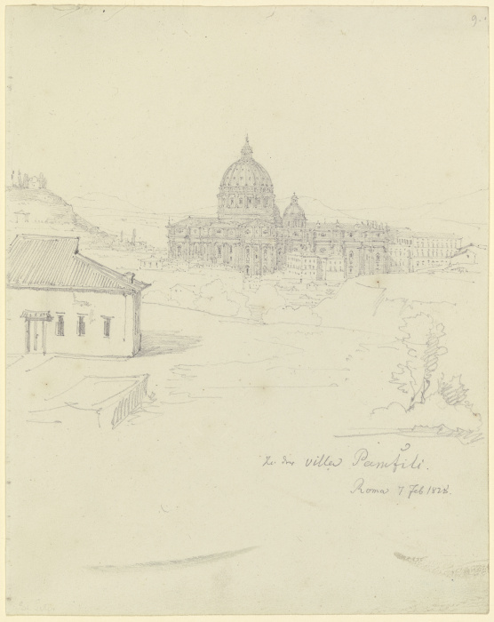 Sankt Peter in Rom, von der Villa Pamphili aus gesehen od Friedrich Maximilian Hessemer