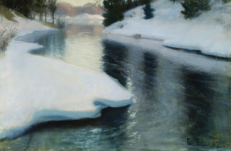 Spring Thaw, 1887 (pastel on paper) od Frits Thaulow