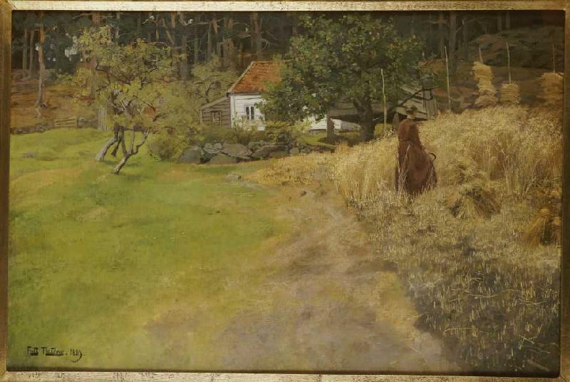 Farmer's wife at reaping work. od Frits Thaulow