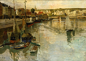 At the port of Dieppe od Frits Thaulow
