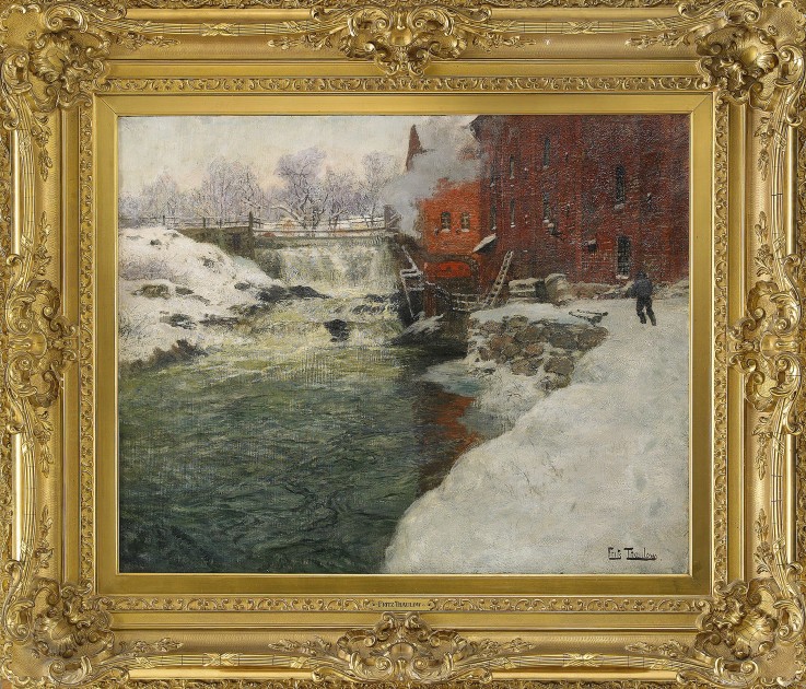 Canvas factory by the Aker River (Kristiania) od Frits Thaulow