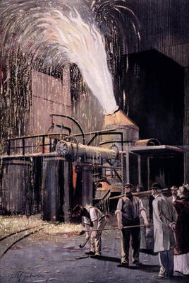 The Bessemer process for the mass-production of steel, developed by Sir Henry Bessemer (1813-98) (co od Fritz Gehrke