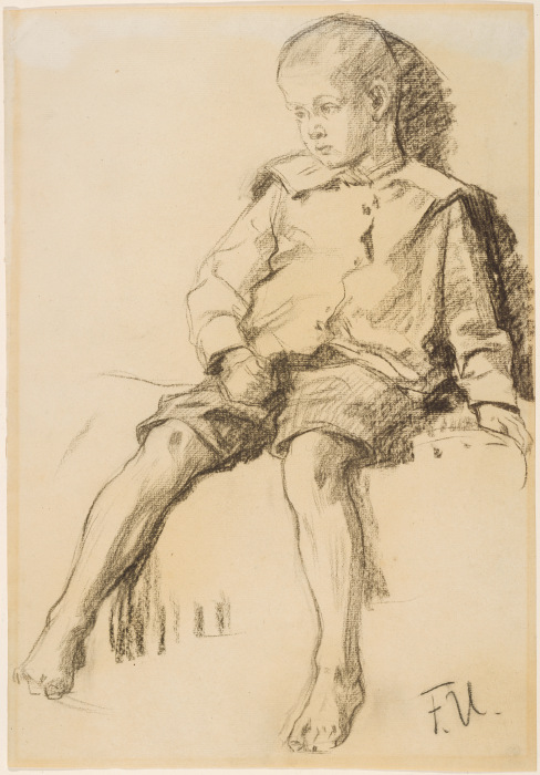 Sitzender Junge mit nackten Beinen od Fritz von Uhde