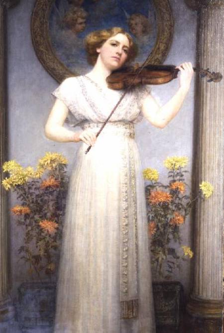 Portrait Study (Lady Playing a Violin) od G. Grenville Manton