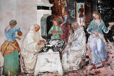 St. Benedict receiving hospitality, from the Life of St. Benedict od G. Signorelli