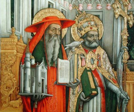 St. Jerome and St. Gregory, detail of left panel from The Virgin Enthroned with Saints Jerome, Grego od G. Vivarini