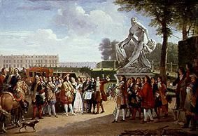 Ludwig XIV. at the uncovering of the sculpture Milon of Croton of P.Puget. od Gabriel Lemonnier