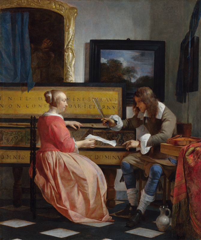 A Man and a Woman Seated by a Virginal od Gabriel Metsu