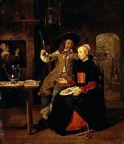Self-portrait with his Mrs Isabella De Wolff in the pub.