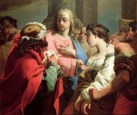 Christ and the Woman Taken in Adultery (oil on canvas) od Gaetano Gandolfi