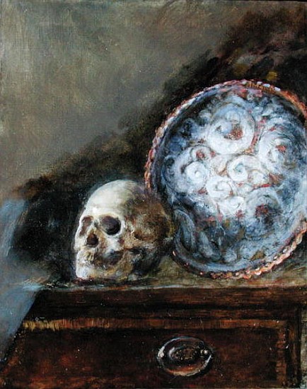 Skull and Plate (oil on canvas)  od Gail  Schulman