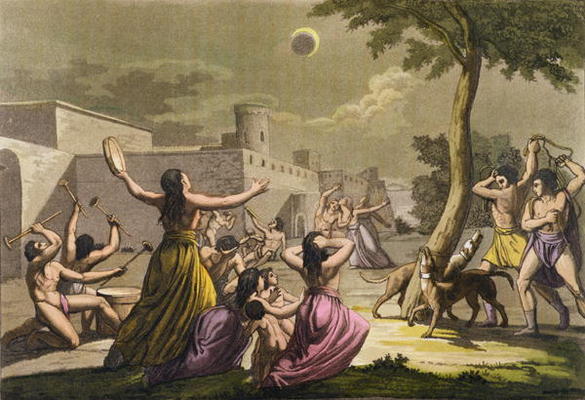 Terror of the Peruvians during an eclipse of the moon, from 'Le Costume Ancien et Moderne', Volume I od Gallo Gallina