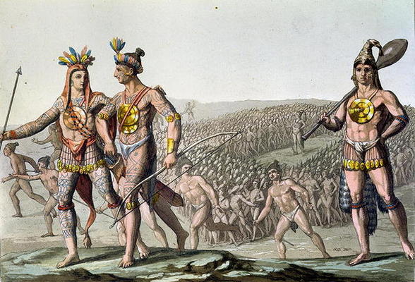 The Chiefs of Florida on their Way to War, c.1820 (coloured engraving) od Gallo Gallina