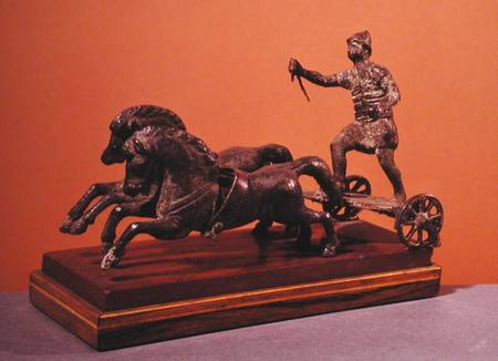 Roman chariot pulled by two galloping horses od Gallo-Roman