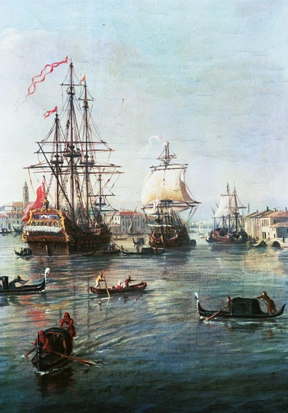 Die Hafeneinfahrt von Venedig. od Gaspar Adriaens van Wittel