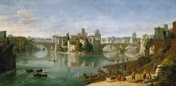 The Tiber Island in Rome od Gaspar Adriaens van Wittel
