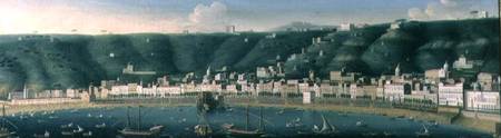 View of Naples from the sea with the Castel dell'Ovo and the suburb of Chiaia od Gaspar Butler