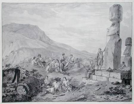 Islanders & Monuments of Easter Island od Gaspard Duche de Vancy