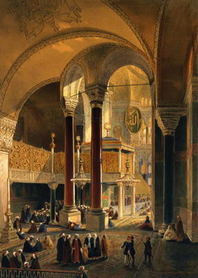 Haghia Sophia, plate 8: the Imperial Gallery and box, engraved by Louis Haghe (1806-85) published 18 od Gaspard Fossati