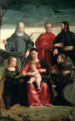 The Mystic Marriage of St. Catherine with St. Francis, St. Clare, St. Cosmas and St. Damian od Gaspare Pagani