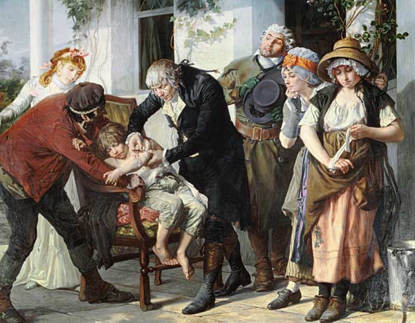 Edward Jenner (1749-1823) performing the first vaccination against Smallpox in 1796 od Gaston Melingue