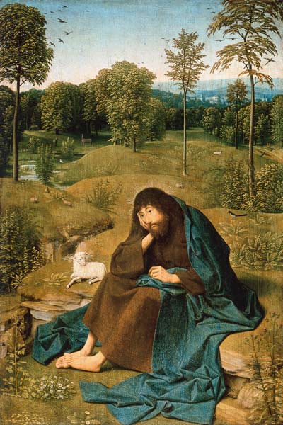 Sitting in a landscape for Johannes of the Täufer. od Geertgen tot Sint Jans
