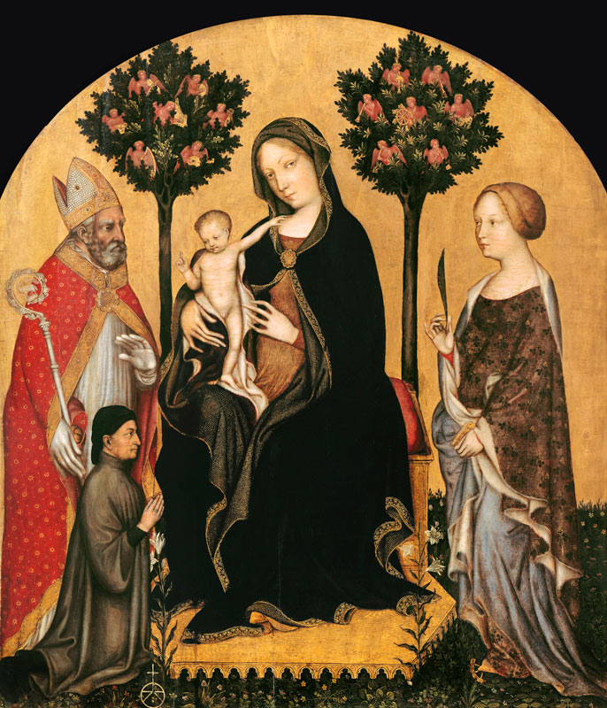 Mary Enthroned with the Child, Saints and a Donor od Gentile da Fabriano