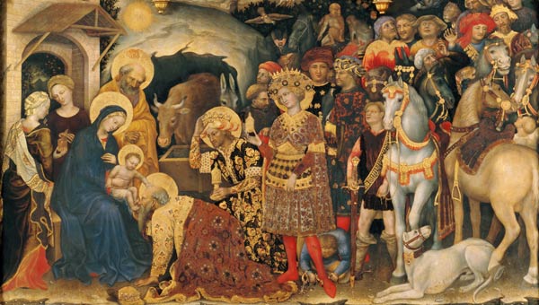 Adoration of the Magi (altarpiece) (detail of 29414) od Gentile da Fabriano