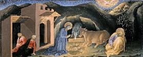 Adoration of the Magi Altarpiece; left hand predella panel depicting the Nativity