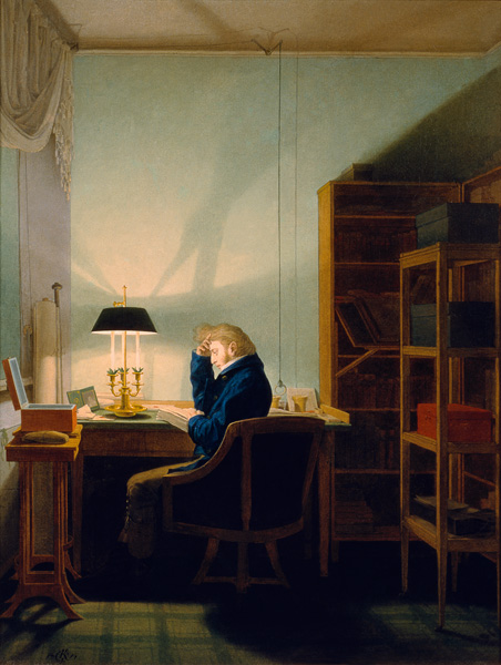 Reading at artificial light od Georg Friedrich Kersting