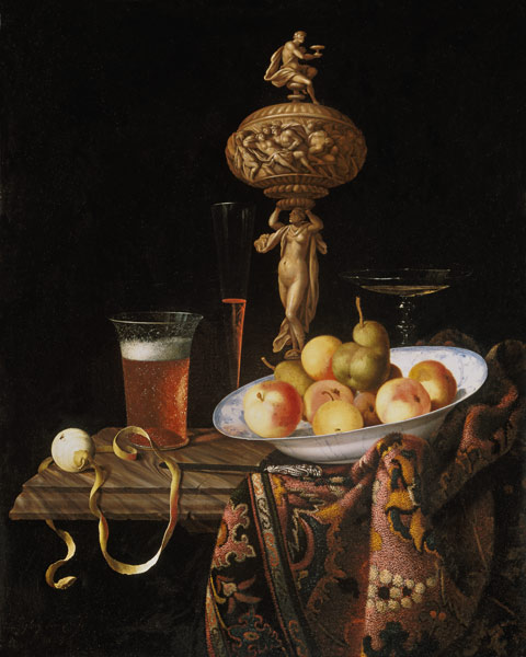 Fruit bowl, beer and wine-glass as well as Elfenbeinstatuette as Gefäss. od Georg Hinz