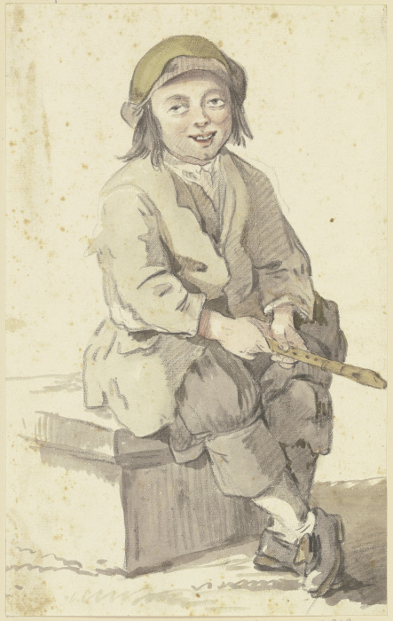 Sitzender Knabe, eine Klarinette in den Händen haltend od Georg Melchior Kraus