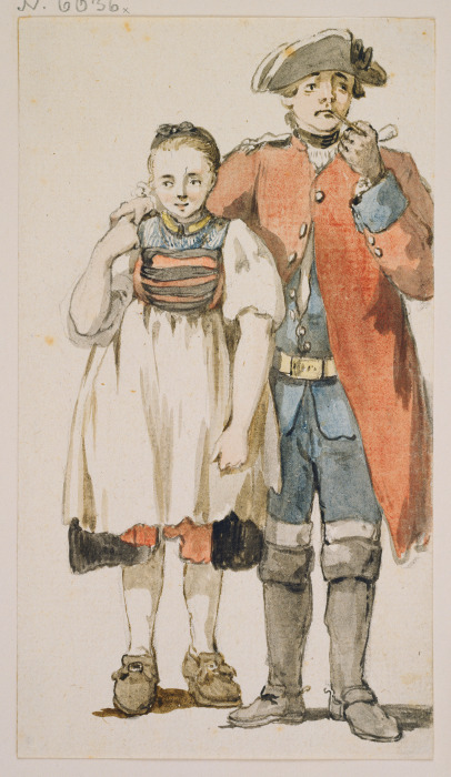 Soldier and girl od Georg Melchior Kraus