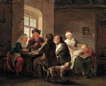 A Family Lunching in a Tavern