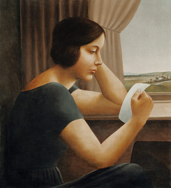 Martha, a letter reading. od Georg Schrimpf
