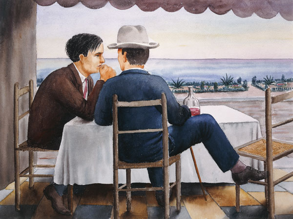 Auf der Terrasse (Selbstbildnis) od Georg Schrimpf